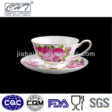 200ML grace gold handle and decal coffee cup and saucer set